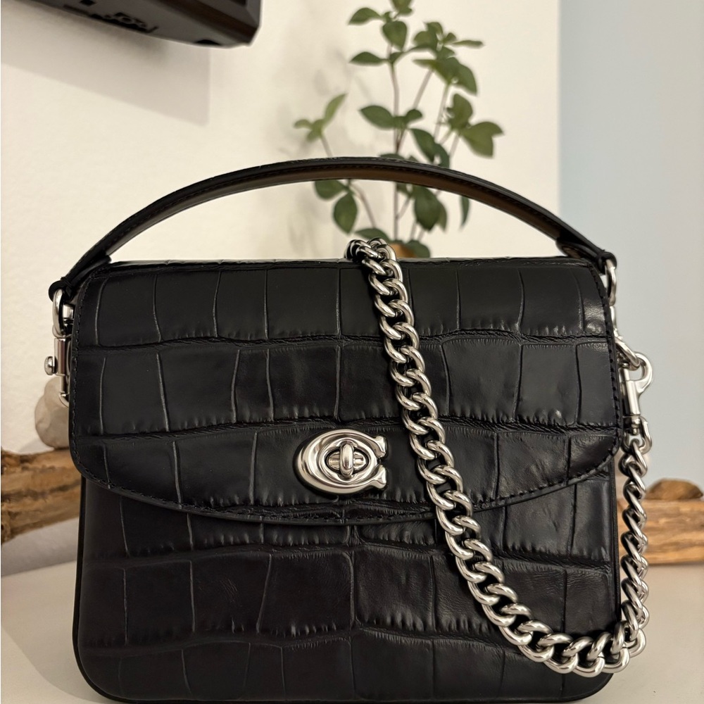 Coach Cassie 19 in Black Embossed Croc Leather